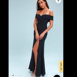 Lulus Navy Blue Off the Shoulder Dress